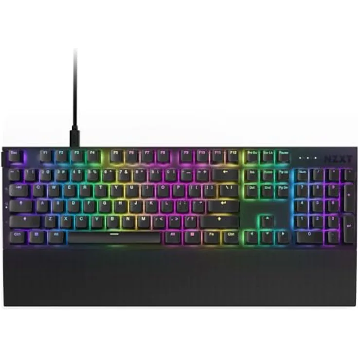 NZXT Function 2 | Optische Vollformat-Gamingtastatur | 8K-Abfragerate | Lineare Opt. Switches | Einstellbare Auslösung | Double-Shot-PBT-Keycaps | RGB | Hot-Swap-fähig | Handgelenkauflage | Schwarz