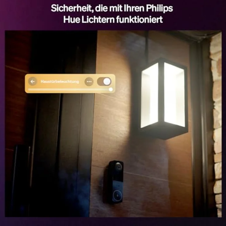 Philips Hue Secure, kabelgebundene Video-Türklingel mit 2K-Auflösung, 180° Weitwinkelansicht, zwei-Wege-Audio, Infrarot-Nachtsicht, nahtlose Integration mit Philips Hue Lichtern, schwarz – Bild 3