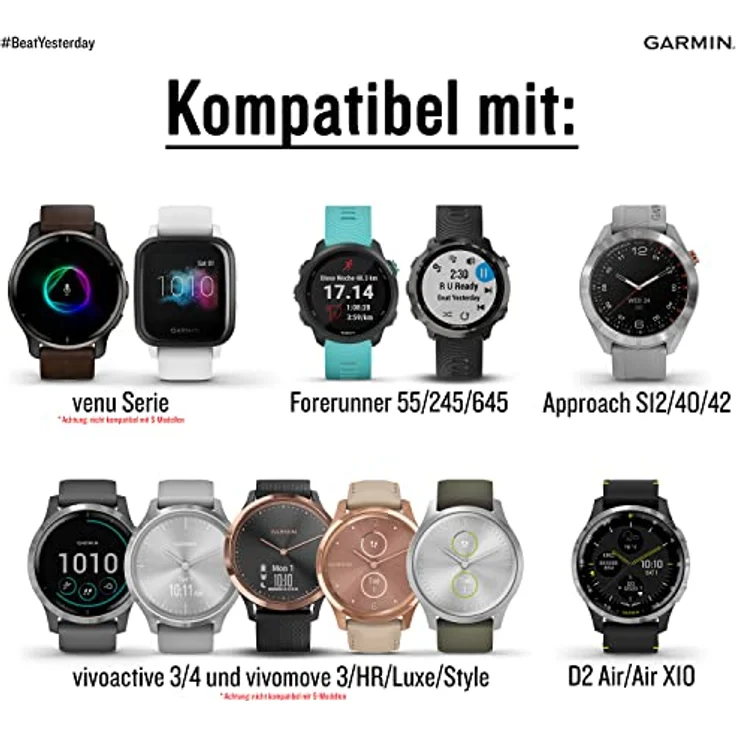 Garmin Schnellwechsel-Leder-Armband 20mm Weiss in Rosegold (010-12691-0B) – Bild 5