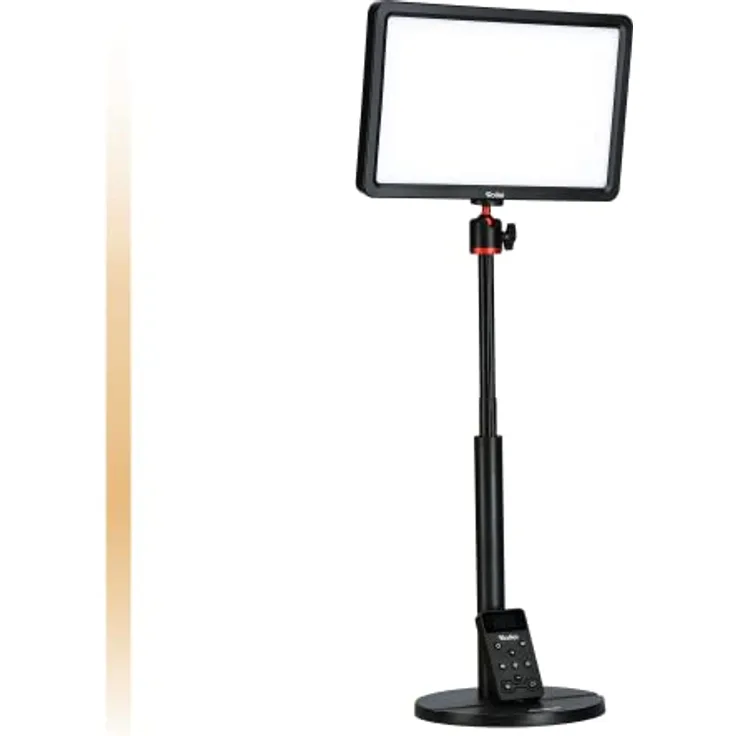 Rollei Lumis Key-Light Pro, LED Videolicht inkl. Tischstativ und Einer Fernbedienung am Kabel. Große Bi-Color Desktop-Leuchte mit 192 dimmbaren LED´s (96 Warmweiss + 96 Kaltweiss)