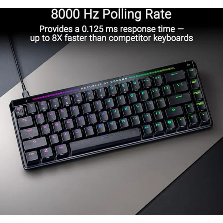 Asus ROG Falchion ACE HFX DE Gaming-Tastatur, kompakte 65 % Tastatur mit vorgelubten ROG NX-Schaltern und interaktivem Touchpanel, schwarz – Bild 2