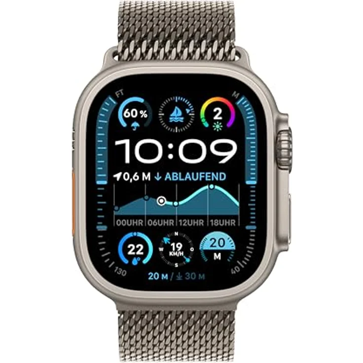 Apple Watch Ultra 2 GPS + Cellular, 49 mm Titangehäuse, Milanese Loop Natur – L – Bild 2