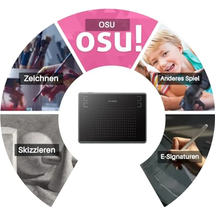 HUION H430P Grafiktablett, Kabelgebunden, 5080 lpi, 4,8 x 3 Zoll, USB, Schwarz – Bild 8