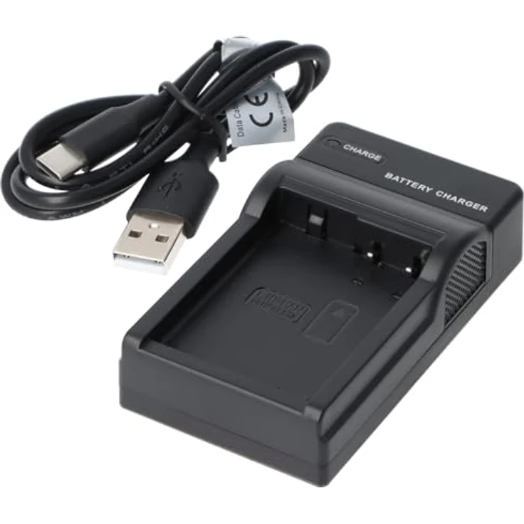 AccuCell USB Ladegerät kompatibel für Panasonic DMW-BLC12, DMW-BLC12E, DMW-BLC12PP, DMC-GH2, flache Bauform < 2,3cm, inklusive Micro-USB-Kabel, Status-LED – Bild 1