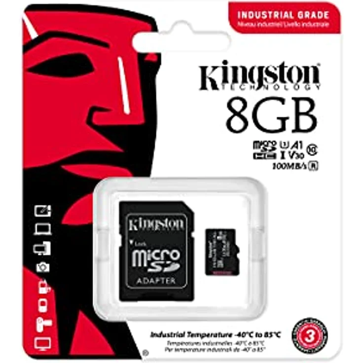 Kingston Industrial microSD - 8GB microSDHC Industrial C10 A1 pSLC Karte + SD-Adapter - SDCIT2/8GB – Bild 3