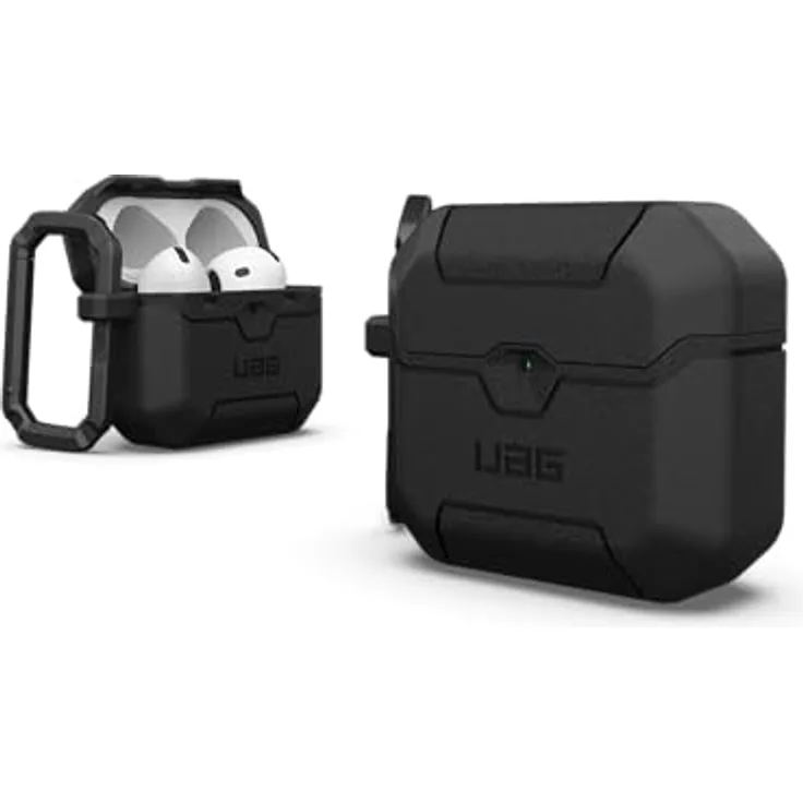UAG Scout, Kopfhörertasche + Schutzhülle für Apple AirPods 4, Schwarz, robuster Schutz vor Stößen und Kratzern