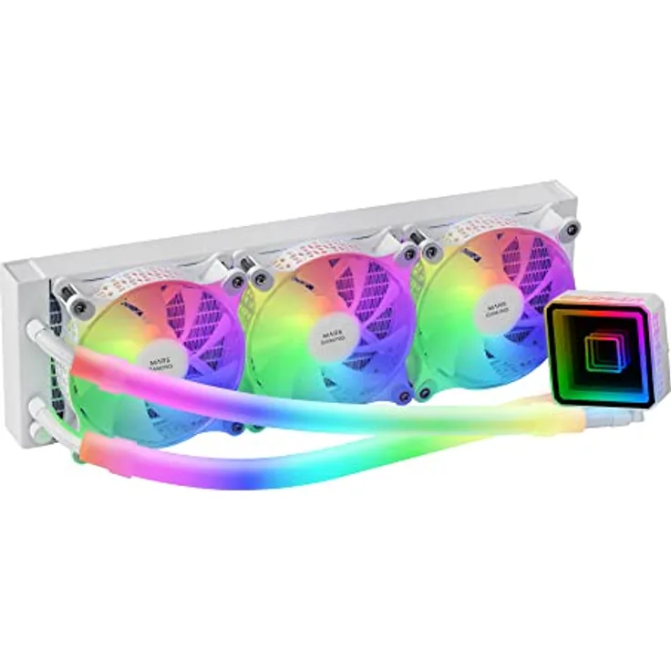 MARSGAMING Mars Gaming ML-ULTRA360 Weiß, Flüssigkeitskühlung CPU, TDP 650W, Infinite Spiegel, 3 Silent FDB ARGB Lüfter, ARGB Röhren, Universal Multisocket