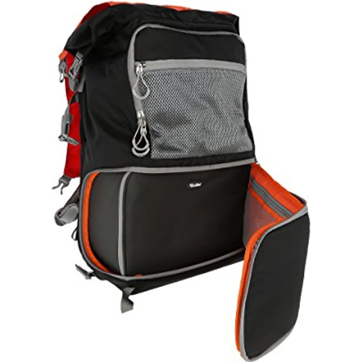 Rollei Traveler Fotorucksack Canyon L - Professioneller Outdoor Fotorucksack, inkl. separatem Einsatz für die Kameraausrüstung, Stativhalterung und Laptopfach - Größe L (35 L) - Sunset (Schwarz-Rot) – Bild 6
