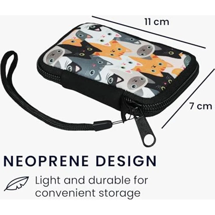 kwmobile In-Ear Kopfhörer Tasche - Neopren Cover Case - 6 x 9 cm - Orange Schwarz Weiß – Bild 2