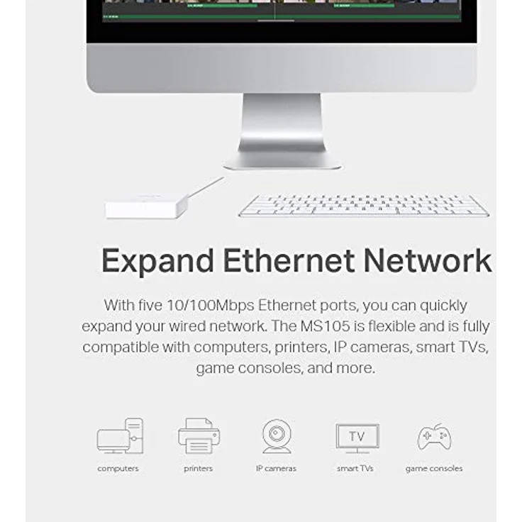MERCUSYS MS105 5-Port Ethernet Netzwerk Switch 10-100 MBit-s, RJ-45 Anschlüsse LAN Switch, Lug-und-Play, Lüfterlose Ruhe, Automatische Geschwindigkeits- und Duplexanpassung – Bild 4