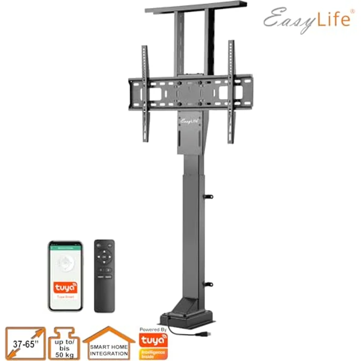 EasyLife EL-LM-SH65, motorisierter TV Lift/Bodenständer mit Fernbedienung für 37-65 Zoll, VESA bis 600x400, schwarz, WiFi-fähig, 2 Speicherpositionen – Bild 5