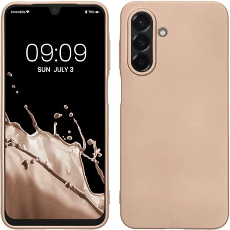 kwmobile Case für Samsung Galaxy A26 5G, silikon Schutzhülle metallic schimmernd in Gold, rutschfest und reißfest – Bild 1