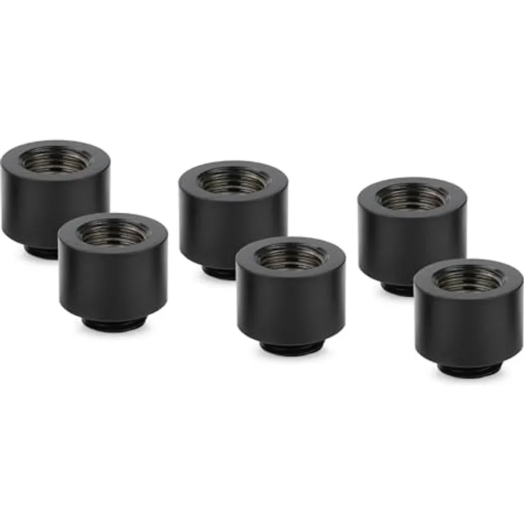 Thermal Grizzly DeltaMate Extender MF14-6er Pack, Verlängerungs Fitting 14mm, schwarz, CNC-gefrästes Messing, G1/4 Zoll Gewinde, für modulare Wasserkühlungen
