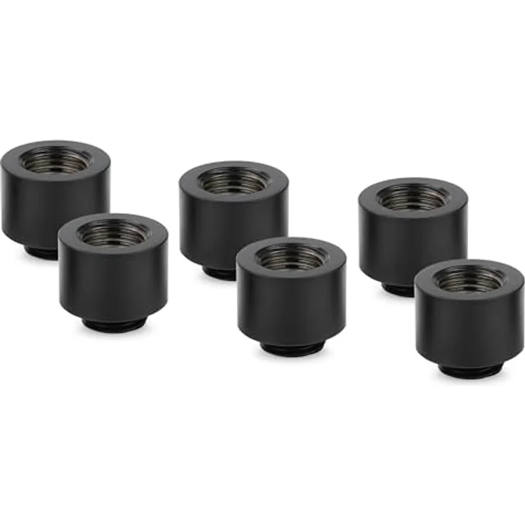 Thermal Grizzly DeltaMate Extender MF14-6er Pack, Verlängerungs Fitting 14mm, schwarz, CNC-gefrästes Messing, G1/4 Zoll Gewinde, für modulare Wasserkühlungen – Bild 1