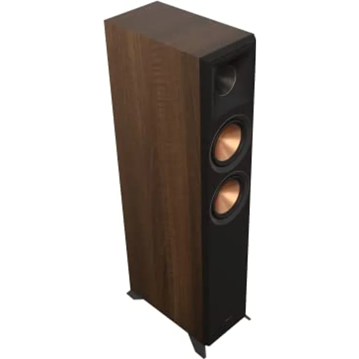 Klipsch RP-5000F II, Bodenlautsprecher mit größerer Tractrix-Hupe, LTS-Titan-Diaphragmen, belüftetem Hochtöner-Design, neuen Keramik-Woofern und abnehmbarem Gitter, Stück Walnuss