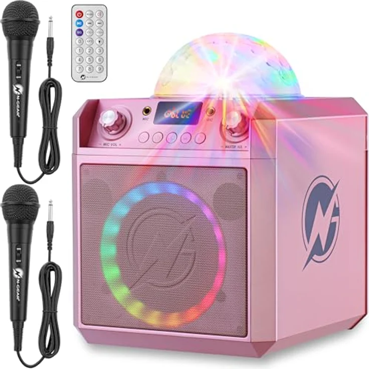 N-Gear Block Party 602 XL, Aktiver PA Lautsprecher mit 300 Watt, Bluetooth und RGB-LED, Space Pink – Bild 1