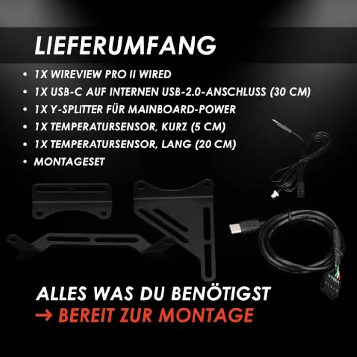Thermal Grizzly WireView Pro II GPU Wired, CPU Kühler mit Temperatursensoren und USB-C Anschluss, schwarz – Bild 7