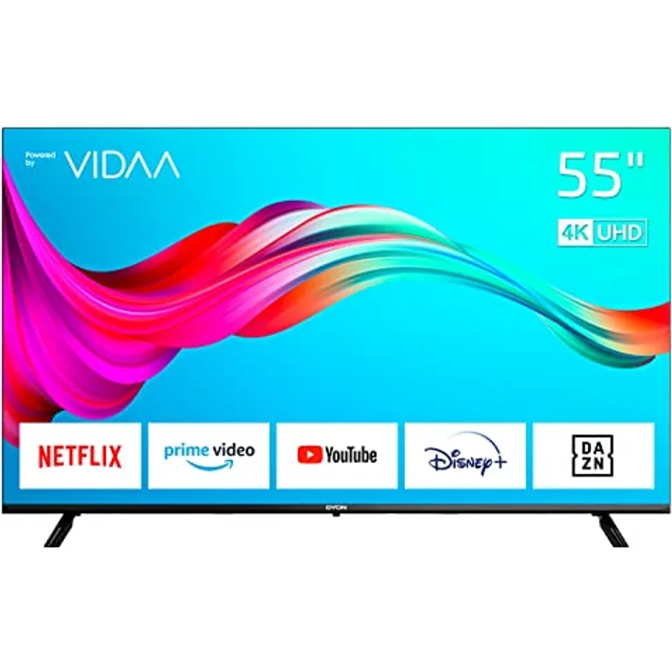 DYON Smart 55 VX 139 cm (55 Zoll) 4K UHD Fernseher, Prime Video, Netflix, YouTube, DAZN, Disney+