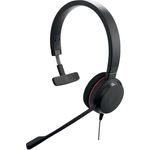 Jabra Evolve 20 Mono Headset - Microsoft Zertifizierte Kopfhörer für VoIP Softphone mit passiver Geräuschunterdrückung - USB-C/A - Schwarz