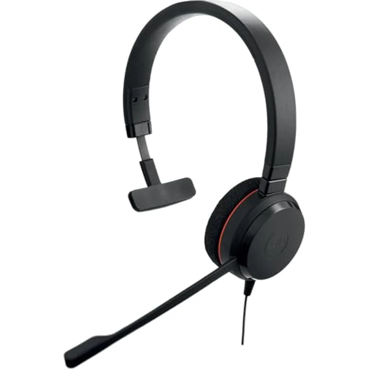 Jabra Evolve 20 Mono Headset - Microsoft Zertifizierte Kopfhörer für VoIP Softphone mit passiver Geräuschunterdrückung - USB-C/A - Schwarz – Bild 1