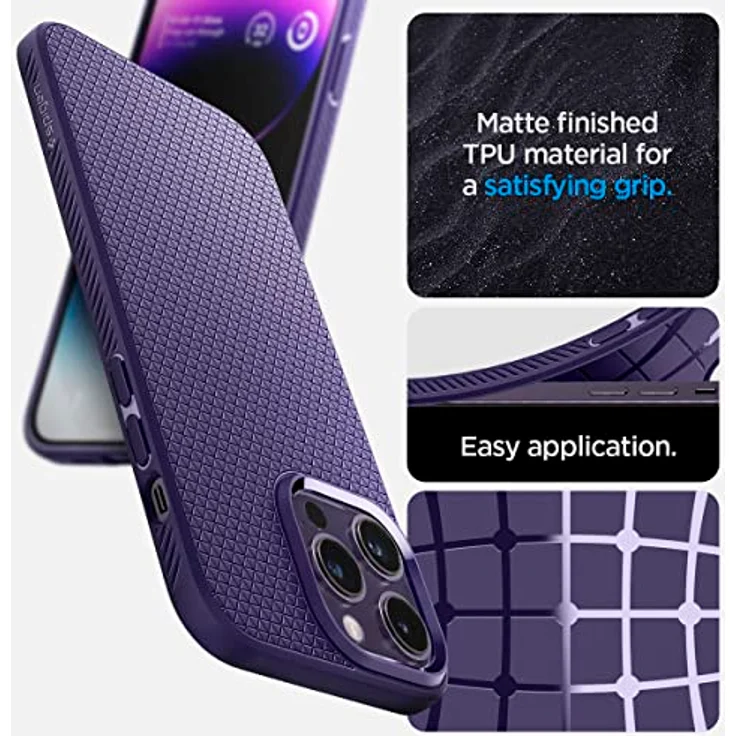 Spigen Liquid Air Hülle Kompatibel mit iPhone 14 Pro -Deep Purple Gemustertes TPU, Air Cushion Technologie, Schutzrand für Kamera – Bild 4