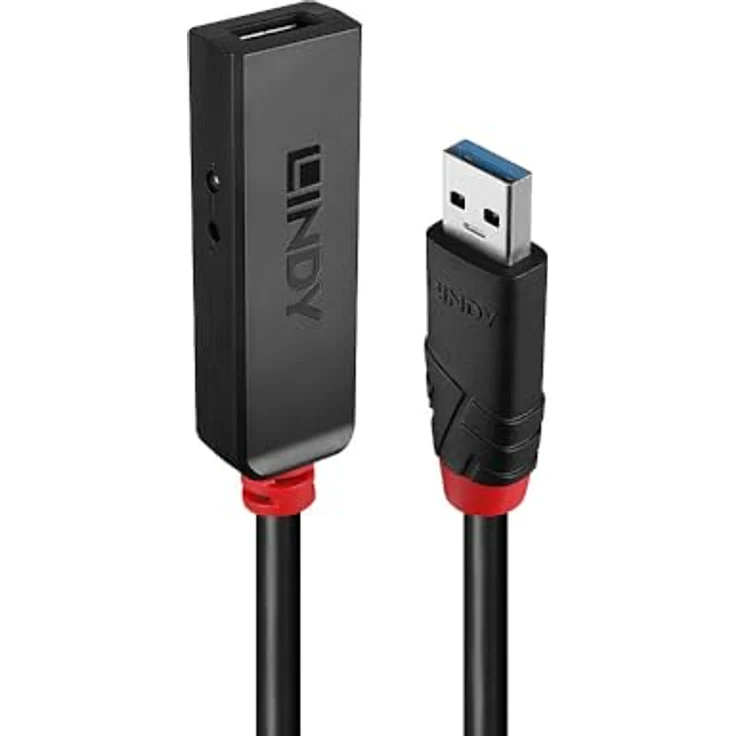 LINDY USB 3.0 Aktivverlängerung Slim 8m, schwarze Verlängerung mit 5000 Mbit/s Datenübertragungsrate, Typ-C Anschluss – Bild 1