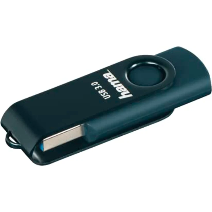 Hama USB-Stick Rotate, USB 3.0, 128GB, 90MB/s, Petrolblau, Schmale Verpack. (128 GB, USB A, USB 3.0), USB Stick, Blau – Bild 1
