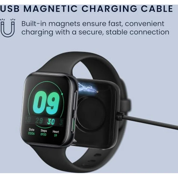 kwmobile Smartwatch Ladekabel für Oppo Watch 1 (46mm), 100 cm USB Aufladekabel in Schwarz, ideal als Ersatz- und Reiseladekabel – Bild 4