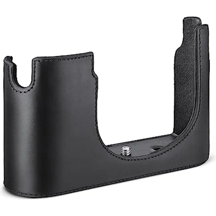 Leica Halfcase aus Leder, Schwarz, für Leica Q3 Kamera, optimaler Schutz, einfacher Zugriff, zusätzliches Fach