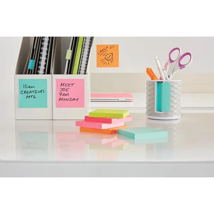 Post-it Notes Haftnotizblock Energetic 654-TFEN, 76x76mm, 6x100 Blätter, neongelb und paradiseblau – Bild 7