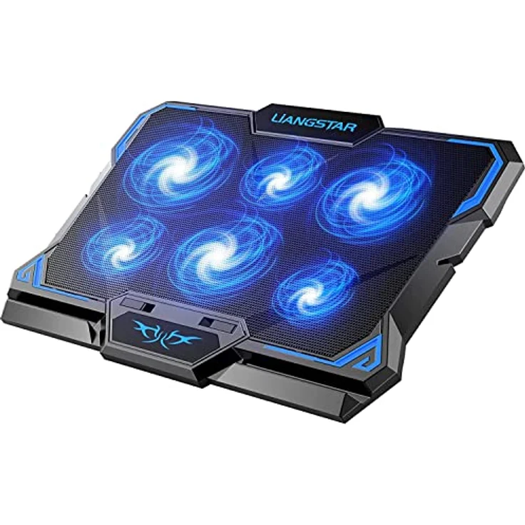 LIANGSTAR Laptop Kühler | Laptop Kühlpads für 12-17 Zoll Notebook | 6 Lüfter mit LEDs | 2200 RPM | Geräuscharme Kühlung | 2 USB Ports | 3 Höheneinstellungen | Cooling Pad Cooler Ständer – Bild 1