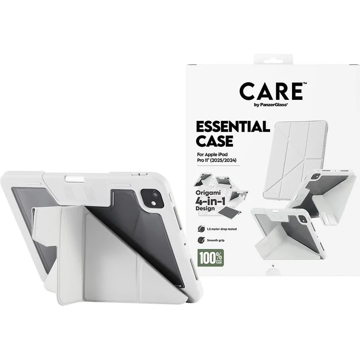 PanzerGlass CARE by TPU Essential Case, flexible 5-in-1 Tablet-Hülle für iPad Pro 11" (2024-2025), Grau, mit Apple Pencil Halterung und robustem Schutz