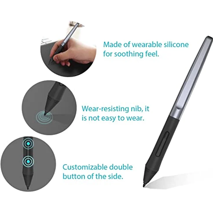 HUION PW100 Tablet-Digitalstift, ergonomisches Design mit 2 programmierbaren Tasten, kompatibel mit H640P/H950P/H1060P/H610PRO V2 – Bild 5