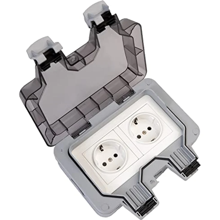 Grafner Gartensteckdose IP44 Wetterfest Außensteckdose mit Sicherheitsverschlüssen, 1-Stück, Wasserdicht, Feuchtraum geeignet – Bild 4