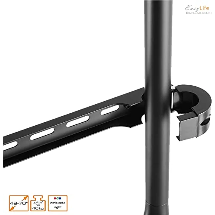 EasyLife - Design STAFFELEI 4-Bein TV Stativ mit LED Ambiente Beleuchtung - höhenverstellbar, VESA bis 600x400 (Graphit/Nussbaum dunkel) – Bild 3
