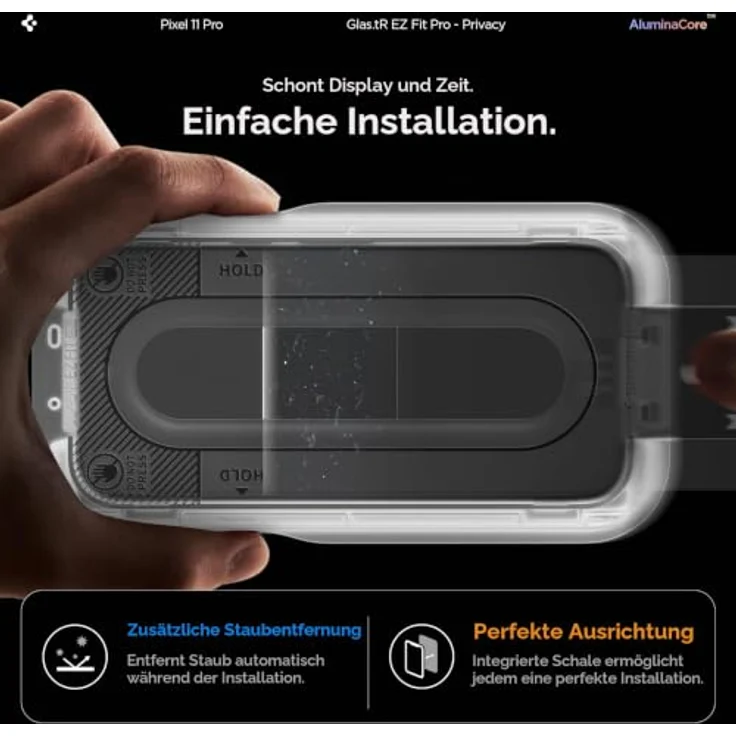 Spigen Glass tR EZ Fit Pro (Privacy) 2 Pack, Hartglas-Displayschutz mit 9H+ Kratzfestigkeit und einfacher EZ Fit-Installation für Google Pixel 11 Pro/10 Pro/9 Pro/9 – Bild 6