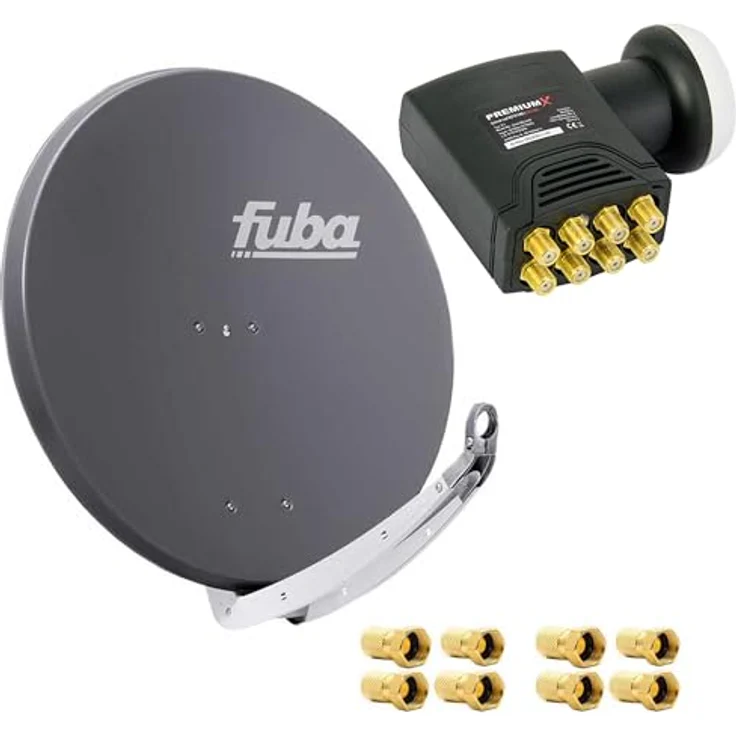 Fuba DAA 850 A Satanlage Set, Aluminium Satellitenschüssel anthrazit, HD | 3D | 4K, Deluxe Octo LNB, für 8 Teilnehmer – Bild 1
