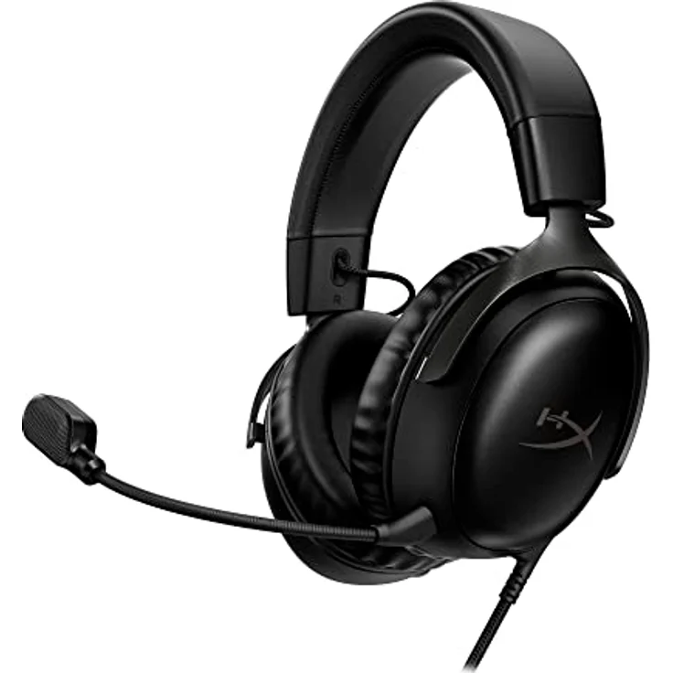 HyperX Cloud III – Kabelgebundenes Gaming-Headset, PC, PS5, Xbox Series X|S, abgewinkelte 53mm-Treiber, DTS, Memory-Schaum, Stabiler Rahmen, ultraklares 10mm-Mikrofon, USB-C, USB-A, 3,5mm, Schwarz – Bild 1