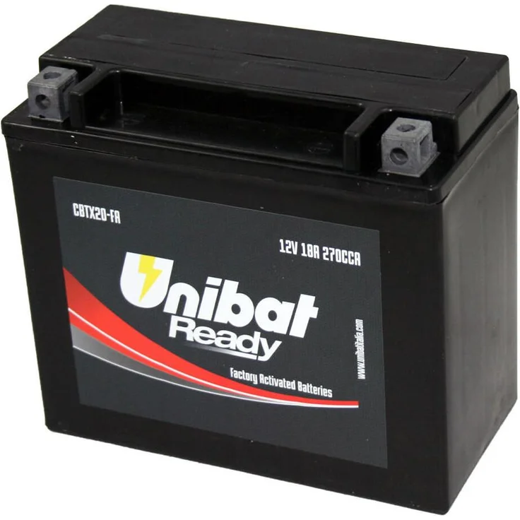 Unibat-Batterie CBTX20, 12 V Motorrad-Batterie mit 18 Ah Kapazität, wartungsfrei, betriebsbereit, Innenbelüftung