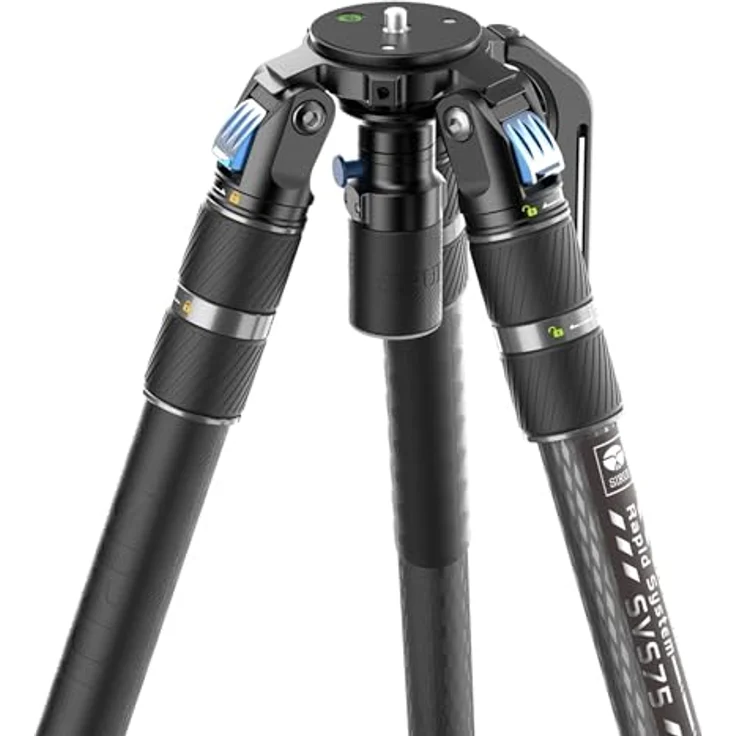 SIRUI SVS75 Rapid System Videostativ, Carbonfaser Stativ mit SVH15 Fluidkopf,  Ein-Schritt-Höhenverstellung, Mittelspinne, Dual-Mode QR Platte, 25kg Belastbarkeit – Bild 3
