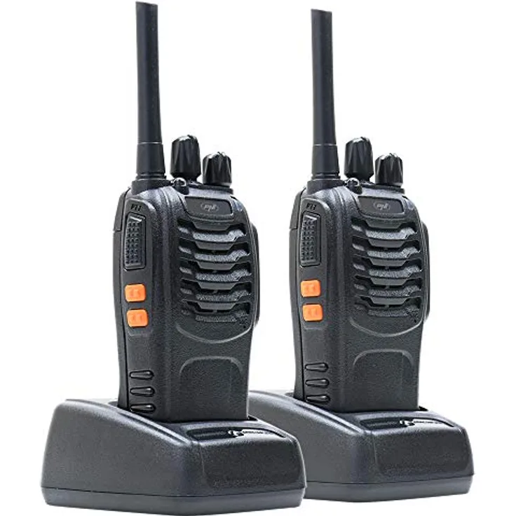 PNI PMR R40 PRO, Tragbares Radio mit 2 Stück, 0,5 W, programmierbar, 1200-mAh-Akkus, Ladegeräte und Kopfhörer, VOX-Funktion, orange