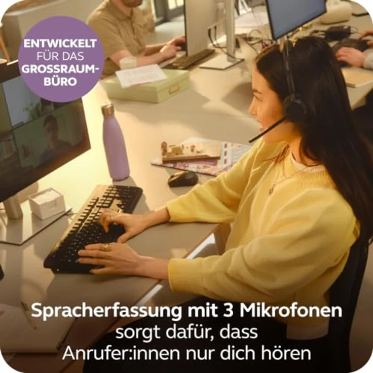 Jabra Evolve3 45 Mono, LINK 390a, UC On Ear Headset, kabellos, Bluetooth®, leichtes Design, Schwarz – Bild 2
