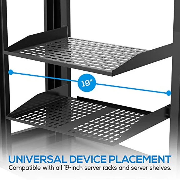 Pyle Pyle PLRSTN42U Server Rack Shelves - Universal Device Server Rack Montage Tray, für gute Luftzirkulation, freitragende Halterung, Wandhalterung, Computergehäuse-Montagewanne, Schwarz – Bild 2