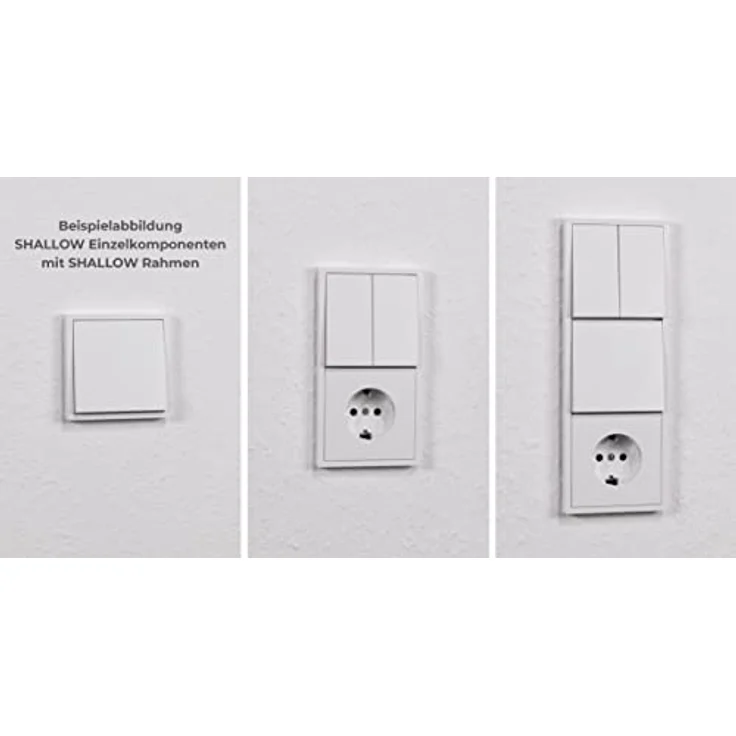 MC POWER Steckdosen- und Schalter Set SHALLOW, 4-teilig, Unterputz-Wechselschalter 250V~/10A, Schutzkontakt-Steckdose 250V~/16A, weiß matt – Bild 4