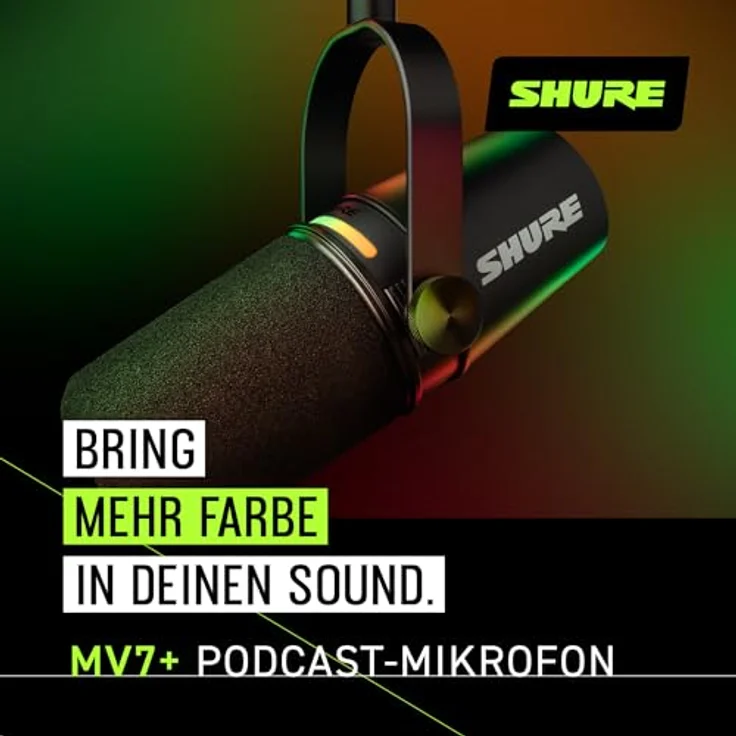 Shure MV7+ Podcast Mikrofon-Verbessertes Audio, LED-Touchpanel, USB-C- und XLR-Ausgänge, Auto-Level-Modus, digitaler Pop-Filter, Halleffekte, Podcasting, Streaming, Aufnahme - Schwarz – Bild 3