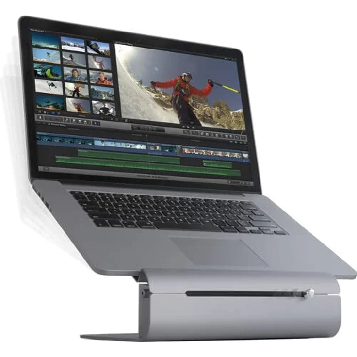 Rain Design iLevel2 Adjustable Height Laptop Stand, ergonomische Notebookhalterung in Space Gray mit höhenverstellbarem Slider und Kühlfunktion – Bild 3