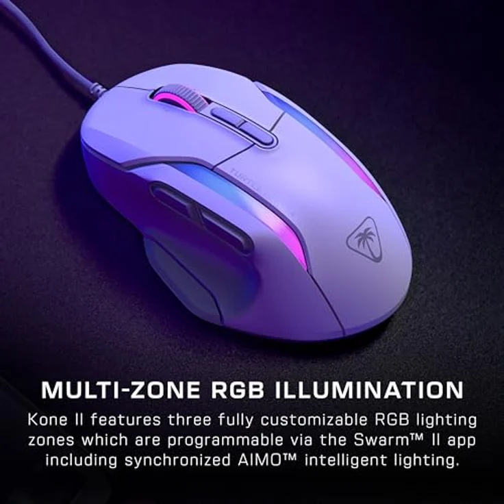 Turtle Beach Kone II RGB-Gaming-Maus, 26K DPI Sensor, optische Switches, 23 programmierbare Funktionen, Weiß – Bild 2