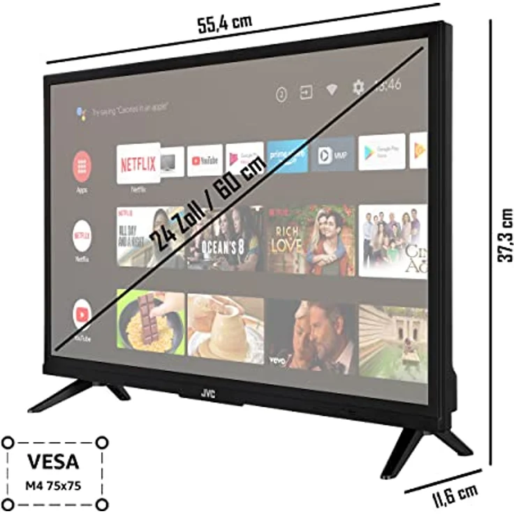 JVC LT-24VAH3255 24 Zoll Fernseher/Android TV (HD Ready, HDR, Triple-Tuner, Smart TV, Bluetooth) [2023] – Bild 3