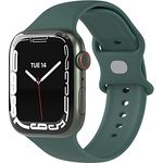 EAZY CASE Sport Armband kompatibel mit Apple Watch 42mm 44mm 45mm 49mm verstellbares Ersatzarmband aus Silikon Sport Loop für Apple Watch Serie 9 8 7 6 5 4 3 2 1 SE Ultra für Damen Herren Nacht Grün