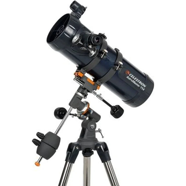 Celestron AstroMaster 114 EQ Newton, Teleskop mit vergüteten Optiken, parallaxischer Montierung und StarPointer-Sucher
